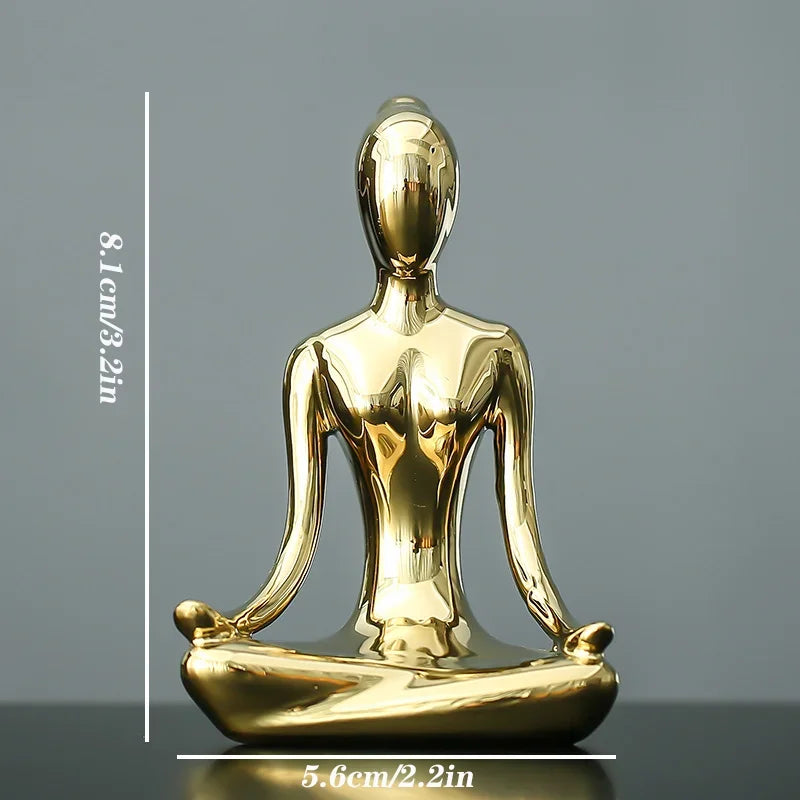 Home Decor Abstract Art Ceramic Yoga Poses Figurine Porcelain Lady Figure Statue