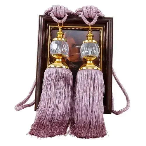 1Pair Tassel Curtain Tieback Crystal Bead Hanging Ball Tie Window Shade