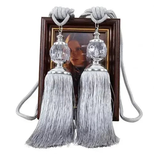1Pair Tassel Curtain Tieback Crystal Bead Hanging Ball Tie Window Shade