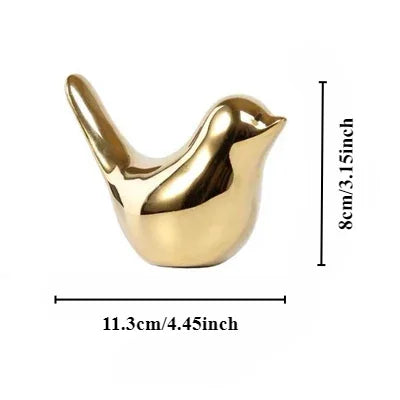 Modern Simple Luxury Golden Ceramic Bird Figurines