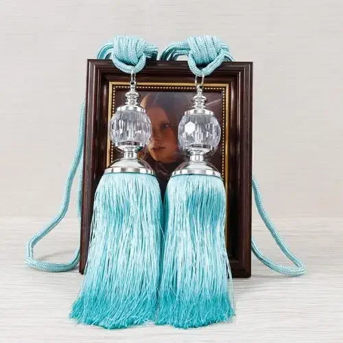 1Pair Tassel Curtain Tieback Crystal Bead Hanging Ball Tie Window Shade