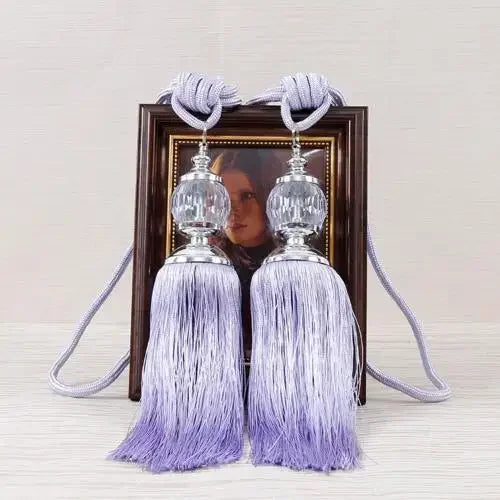 1Pair Tassel Curtain Tieback Crystal Bead Hanging Ball Tie Window Shade
