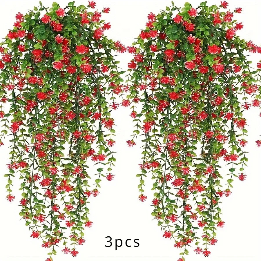 3pcs, Artificial Hanging Plants Hanging Plant Faux Eucalyptus Leaf Vine Outdoor UV Resistant