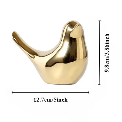 Modern Simple Luxury Golden Ceramic Bird Figurines