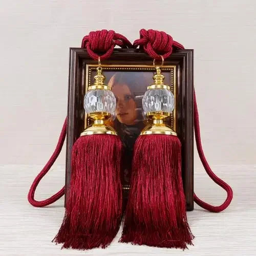 1Pair Tassel Curtain Tieback Crystal Bead Hanging Ball Tie Window Shade
