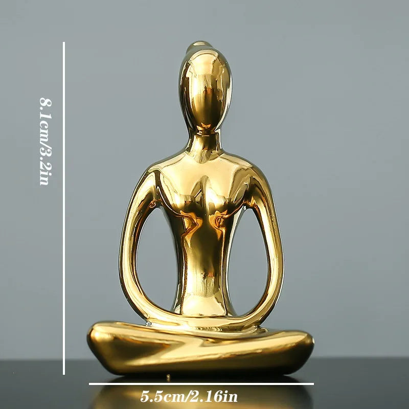 Home Decor Abstract Art Ceramic Yoga Poses Figurine Porcelain Lady Figure Statue