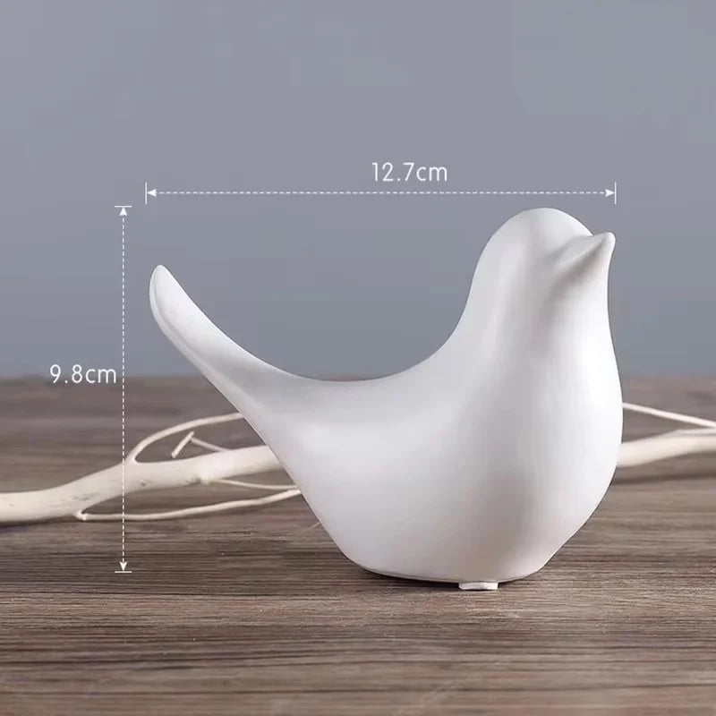 Modern Simple Luxury Golden Ceramic Bird Figurines