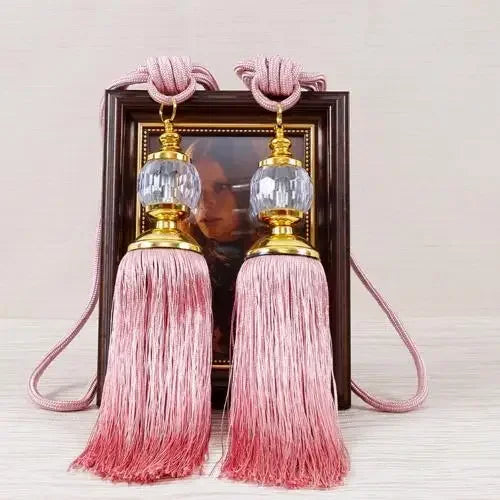 1Pair Tassel Curtain Tieback Crystal Bead Hanging Ball Tie Window Shade