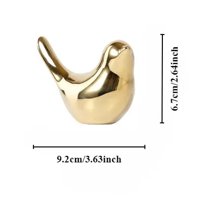 Modern Simple Luxury Golden Ceramic Bird Figurines