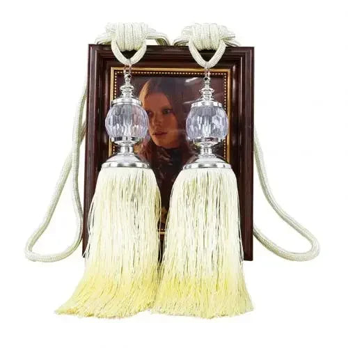 1Pair Tassel Curtain Tieback Crystal Bead Hanging Ball Tie Window Shade