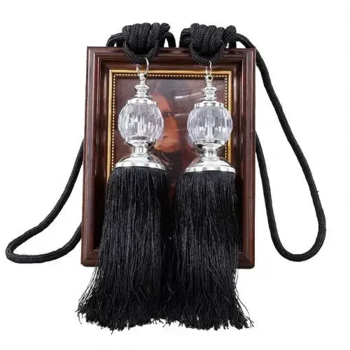1Pair Tassel Curtain Tieback Crystal Bead Hanging Ball Tie Window Shade