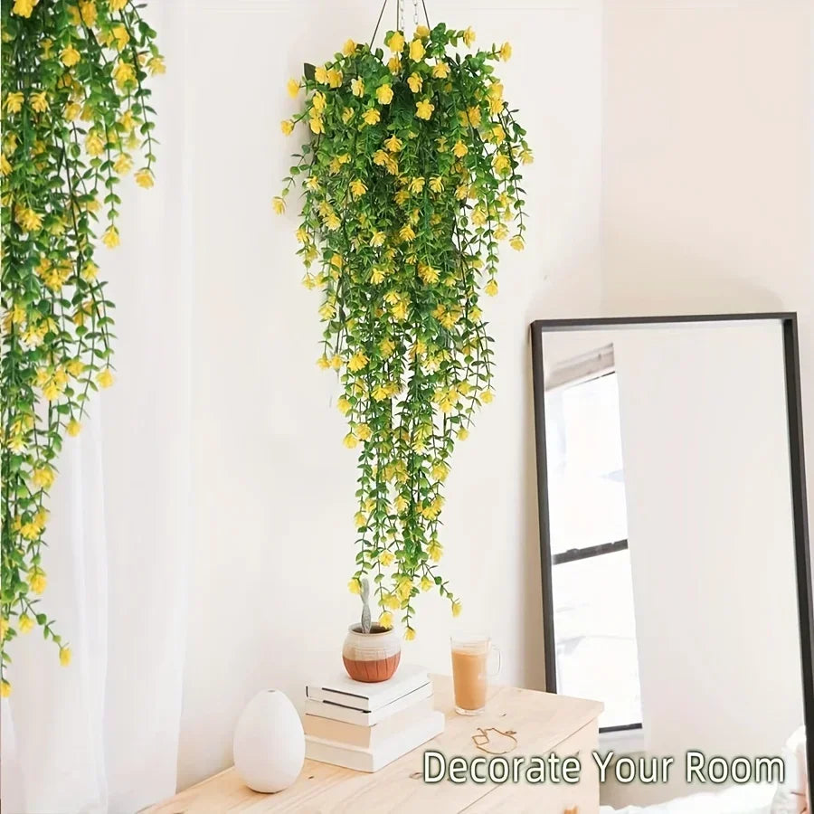 3pcs, Artificial Hanging Plants Hanging Plant Faux Eucalyptus Leaf Vine Outdoor UV Resistant