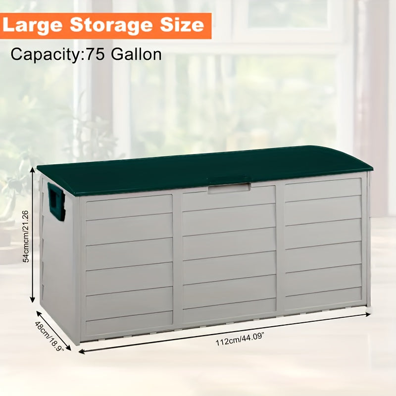 75 Gallon Heavy-Duty Outdoor Deck Box – Waterproof Patio Storage Box with Hinged Lid