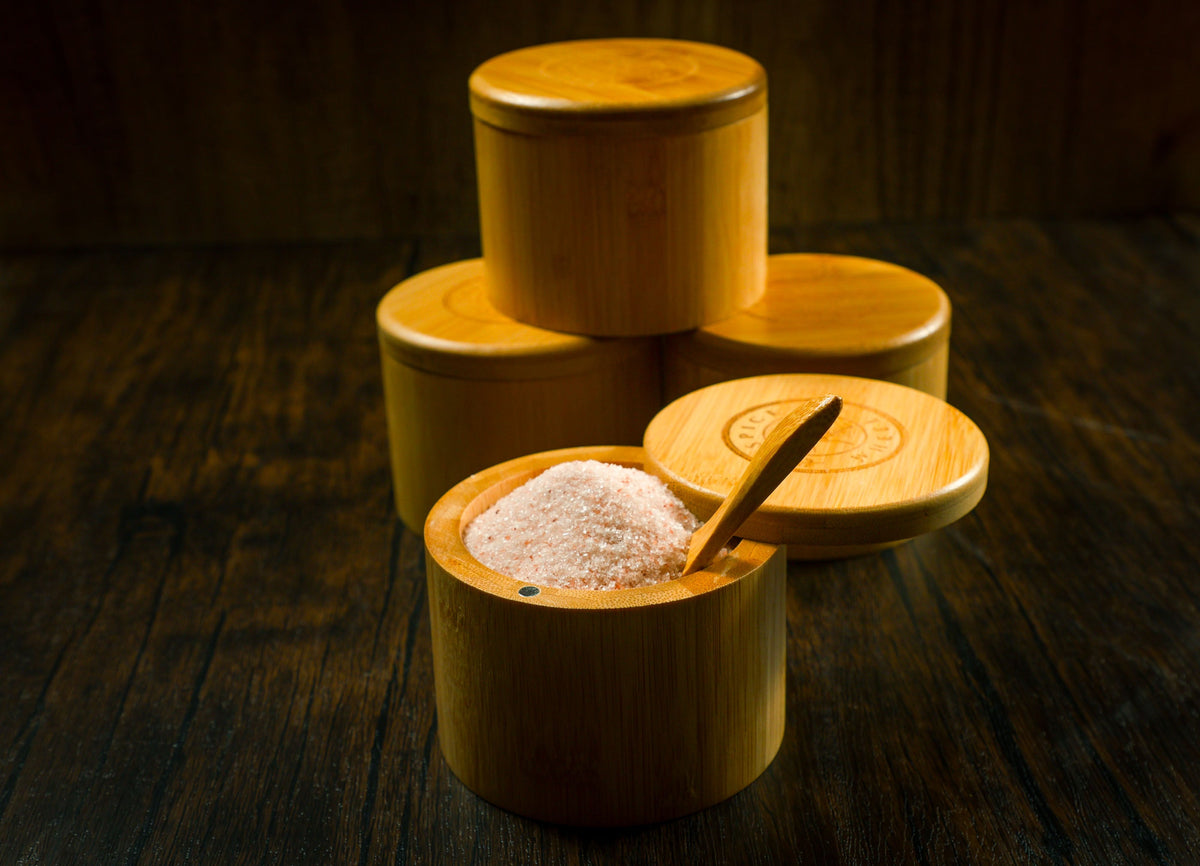 Salt In Packaging Bamboo Salt Container filled with Pink Himalayan Salt – Ivy Lane Decor