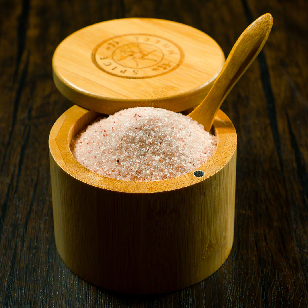 Bamboo Salt Container filled with Pink Himalayan Salt – Ivy Lane Decor