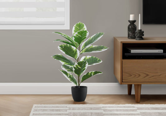 27" Tall, Artificial Plant, Rubber, Indoor, Faux, Fake, Table Potted, Real Touch- Green / Black