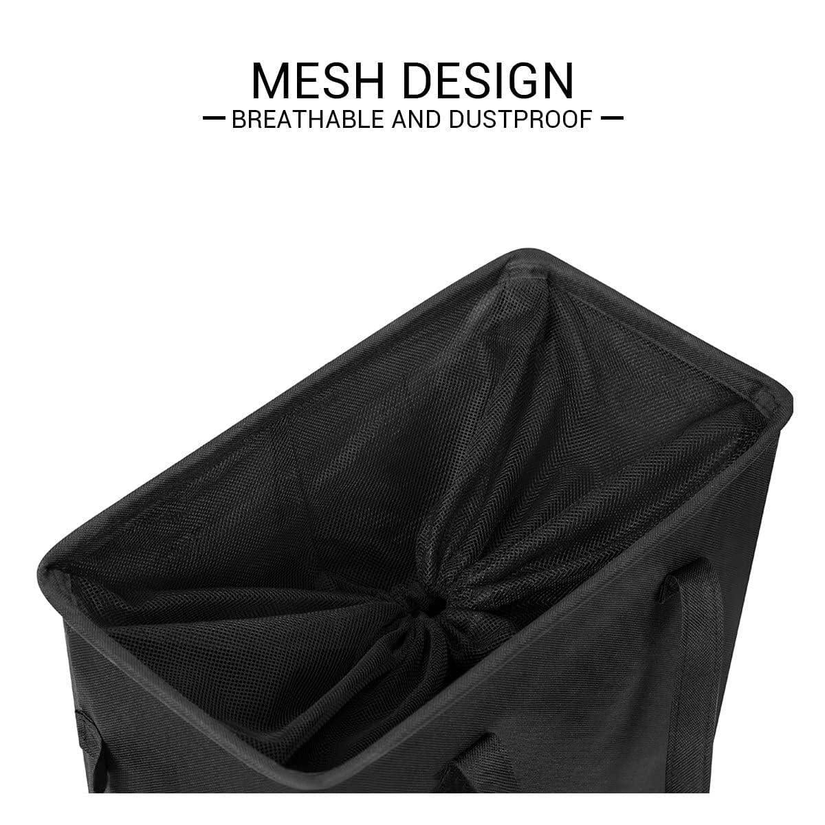 Slim Collapsible Laundry Basket Thin Dirty Clothes Basket Narrow 21"Black)