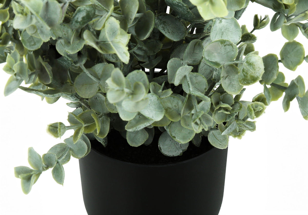 11" Tall, Artificial Eucalyptus Grass, Indoor, Faux, Table, Potted, (Set of 2) - Green / Black