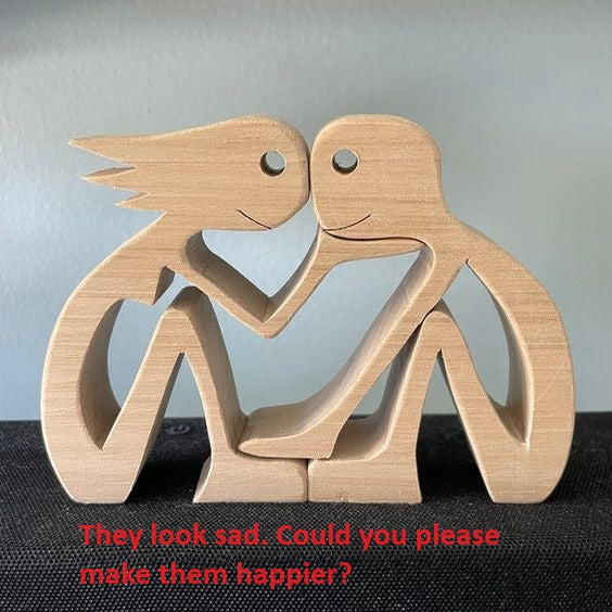 DIY Figurine Wood Dog Ornament Sculpture Home Decoration A Man A Dog Wood Sculpture