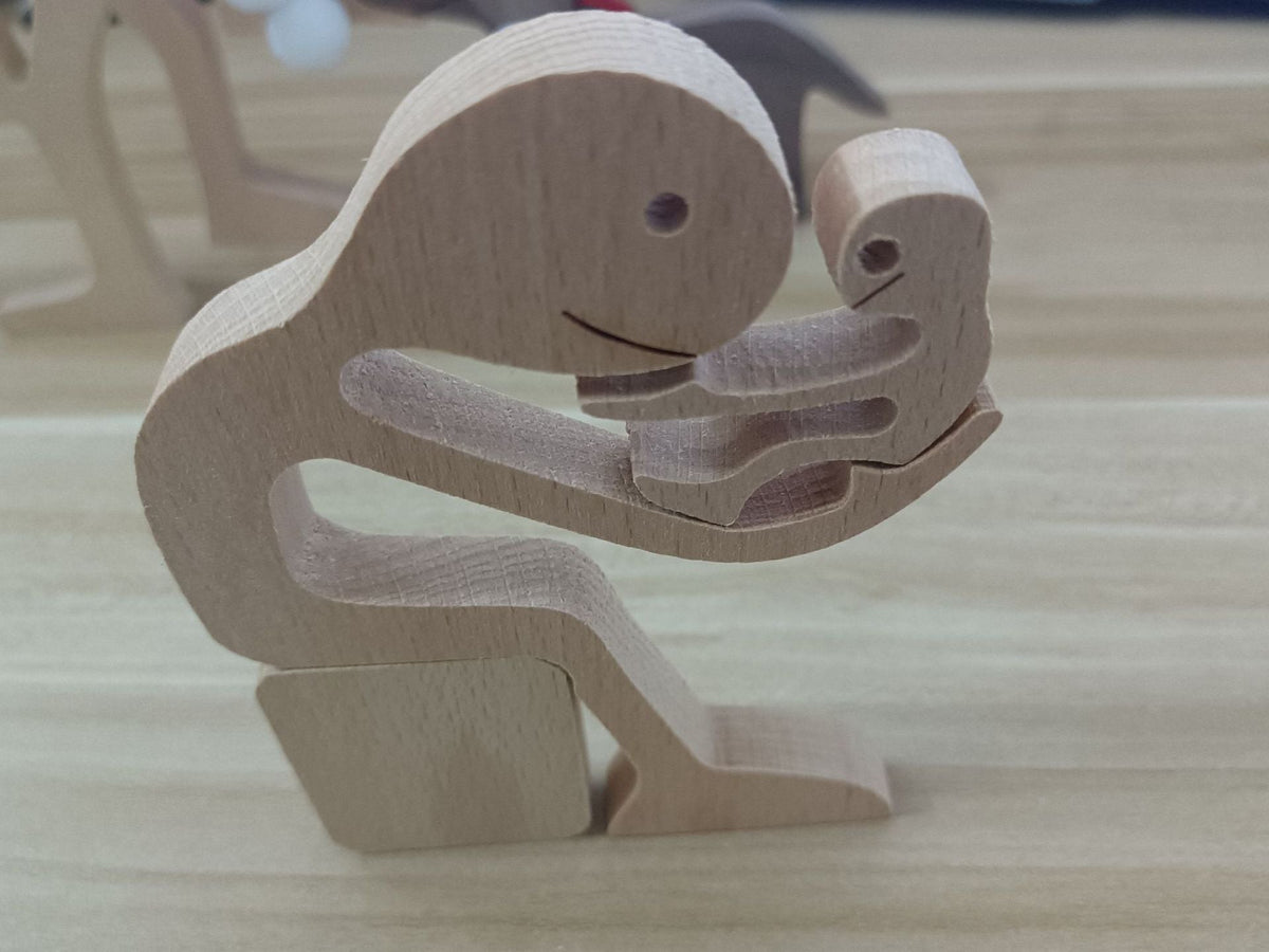 DIY Figurine Wood Dog Ornament Sculpture Home Decoration A Man A Dog Wood Sculpture