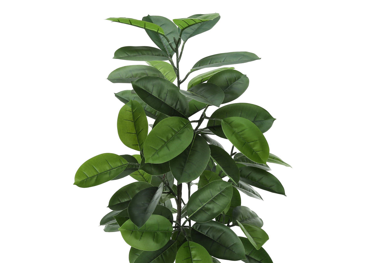 52" Tall, Artificial, Rubber Tree, Indoor, Faux, Fake, Floor, Potted, Real Touch- Green / Black