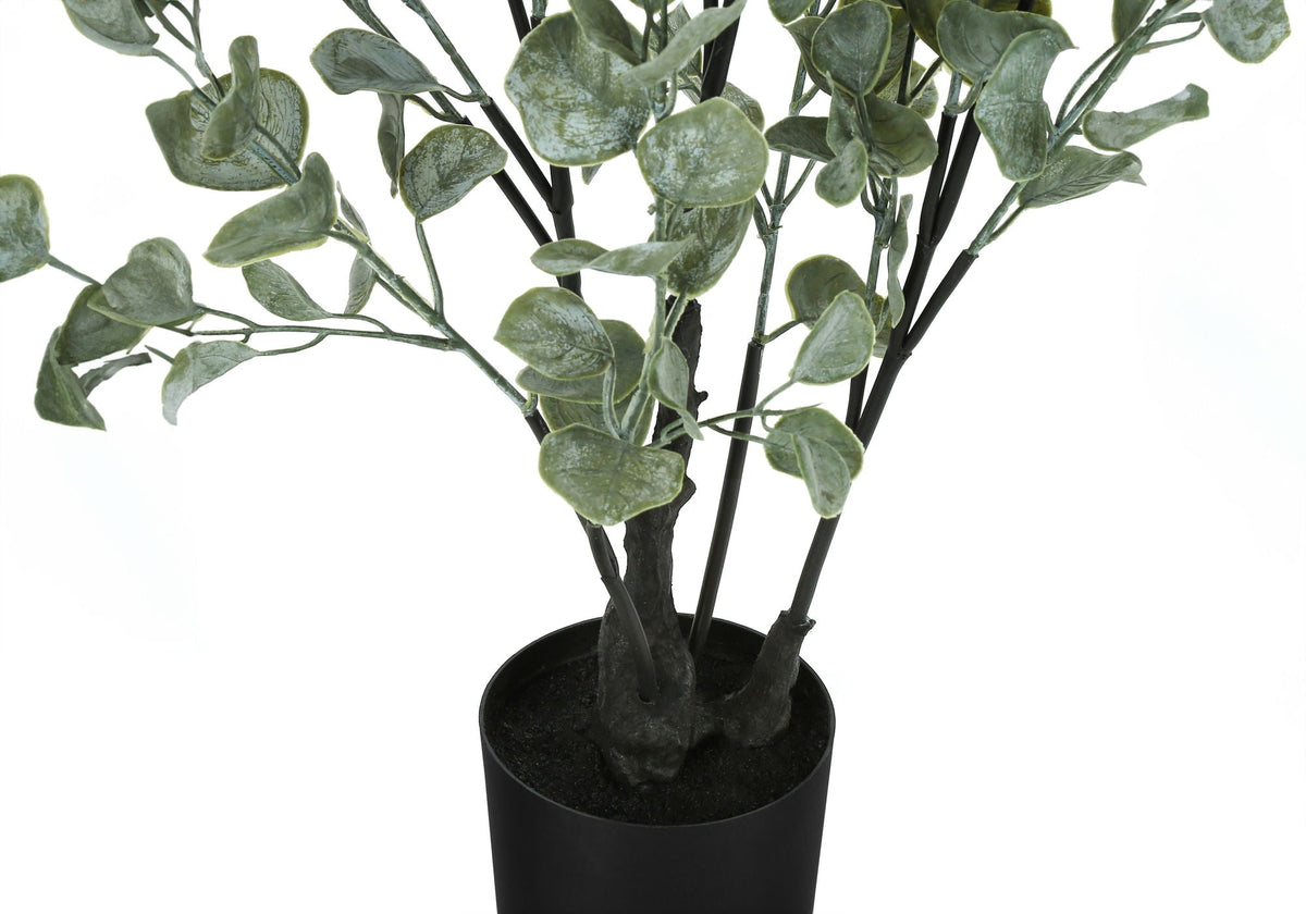 35" Tall, Artificial Plant, Eucalyptus Tree, Indoor, Faux, Floor, Potted- Green / Black