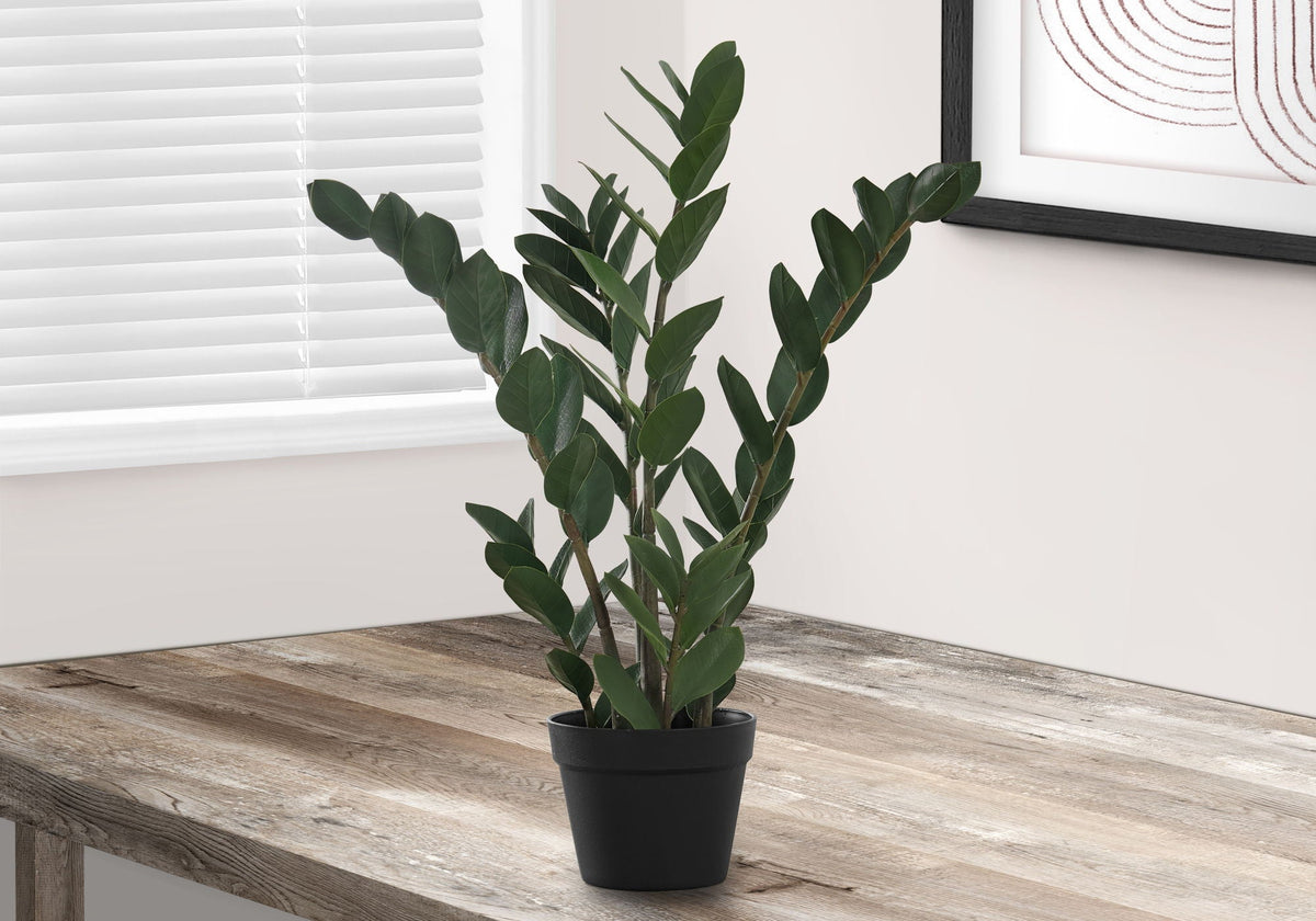 29" Tall, Artificial Plant, Zz Tree, Indoor, Faux, Fake, Floor, Potted, Real Touch- Green / Black