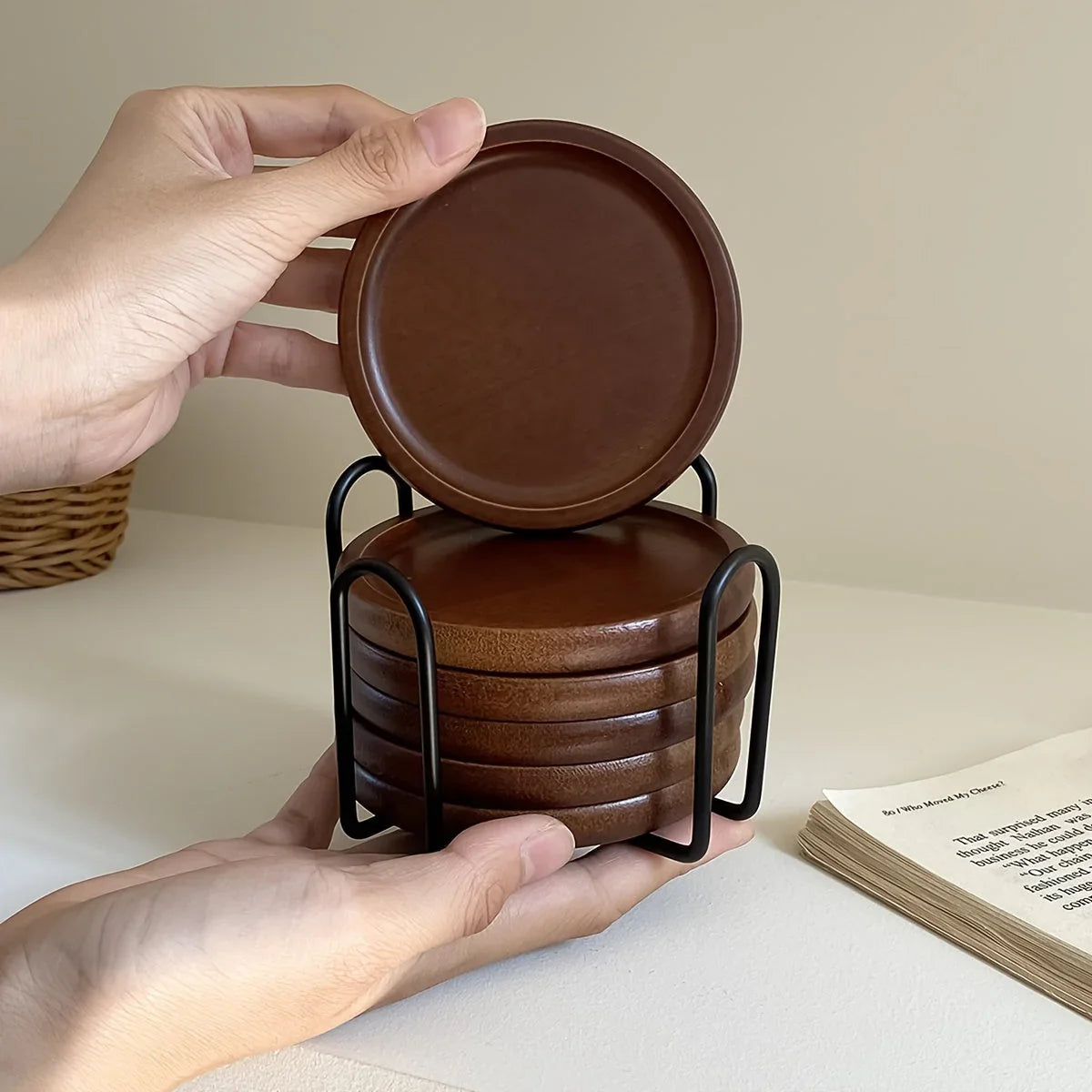 Coasters - Heat Resistant Bamboo Wood Set