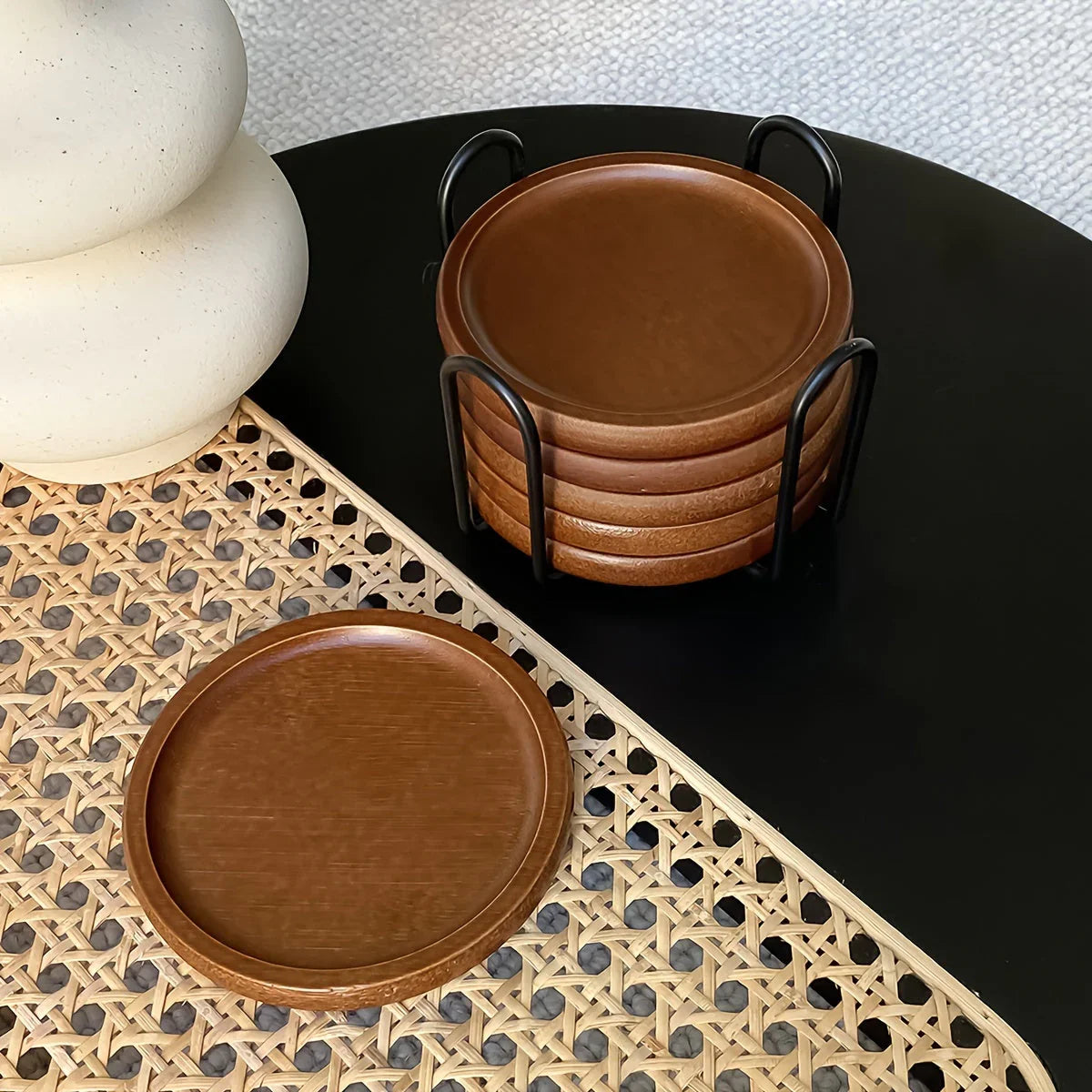 Coasters - Heat Resistant Bamboo Wood Set