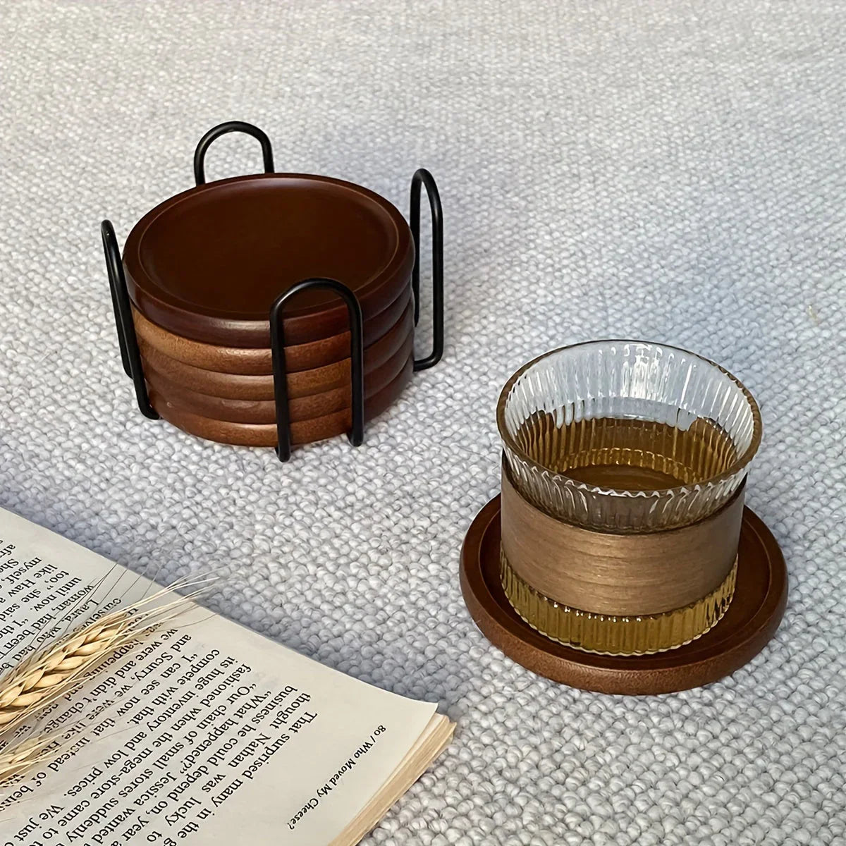 Coasters - Heat Resistant Bamboo Wood Set