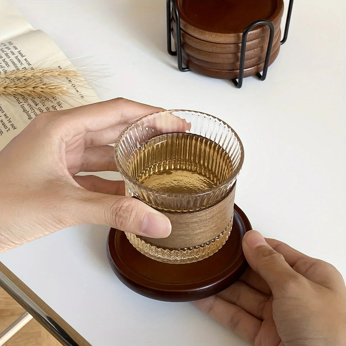 Coasters - Heat Resistant Bamboo Wood Set