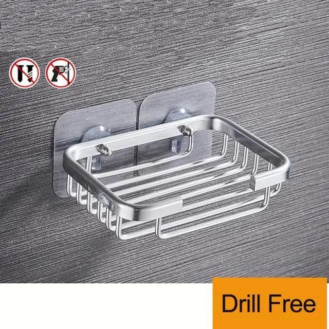 Creative Drill Free Soap Dish Holder Wall Mounted Storage Rack Toilet Soap Box Sponge