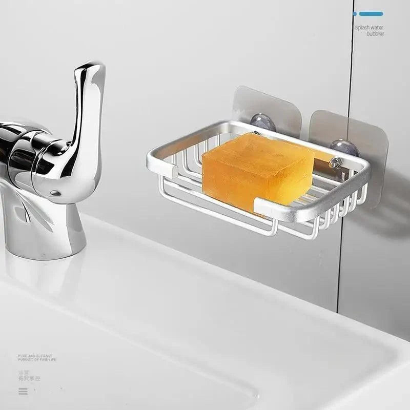 Creative Drill Free Soap Dish Holder Wall Mounted Storage Rack Toilet Soap Box Sponge