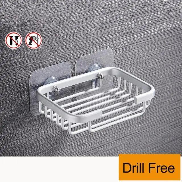 Creative Drill Free Soap Dish Holder Wall Mounted Storage Rack Toilet Soap Box Sponge