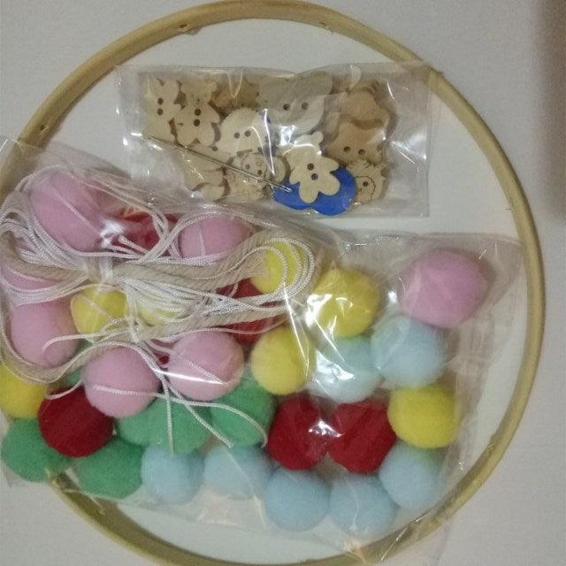 Cute Wool Ball Wind Chimes Newborn Baby Bed Bell Dream Catcher