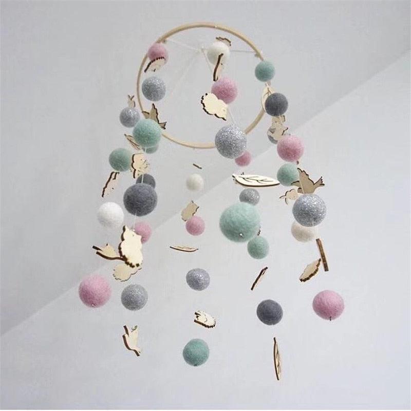 Cute Wool Ball Wind Chimes Newborn Baby Bed Bell Dream Catcher