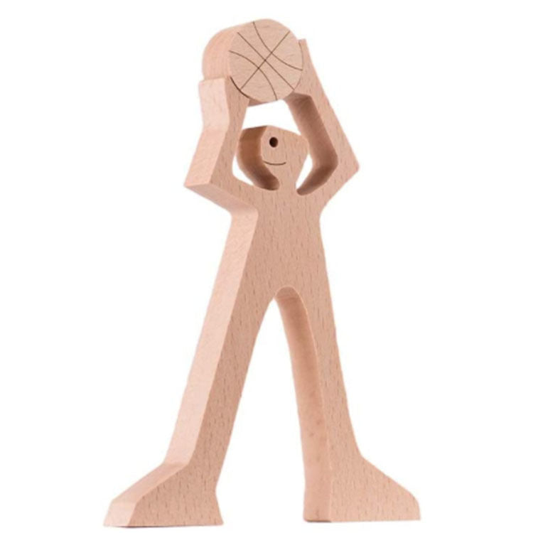 DIY Figurine Wood Dog Ornament Sculpture Home Decoration A Man A Dog Wood Sculpture