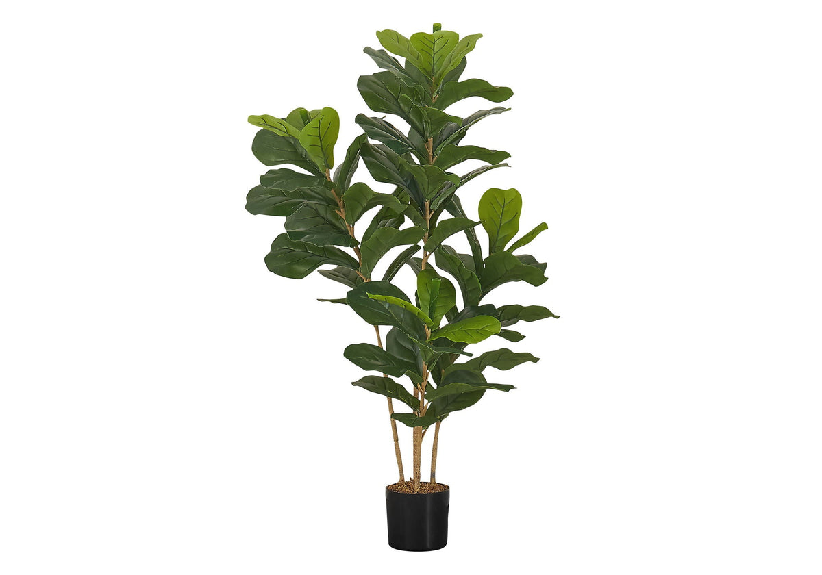 41" Tall, Artificial, Fiddle Tree, Indoor, Faux, Fake, Floor, Potted, Real Touch- Green / Black
