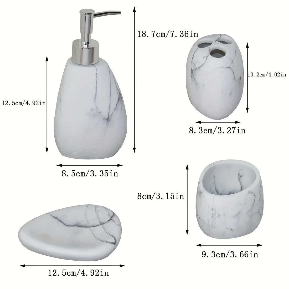 Elegant Marble Texture Resin Soap Dispenser, Manual Pump