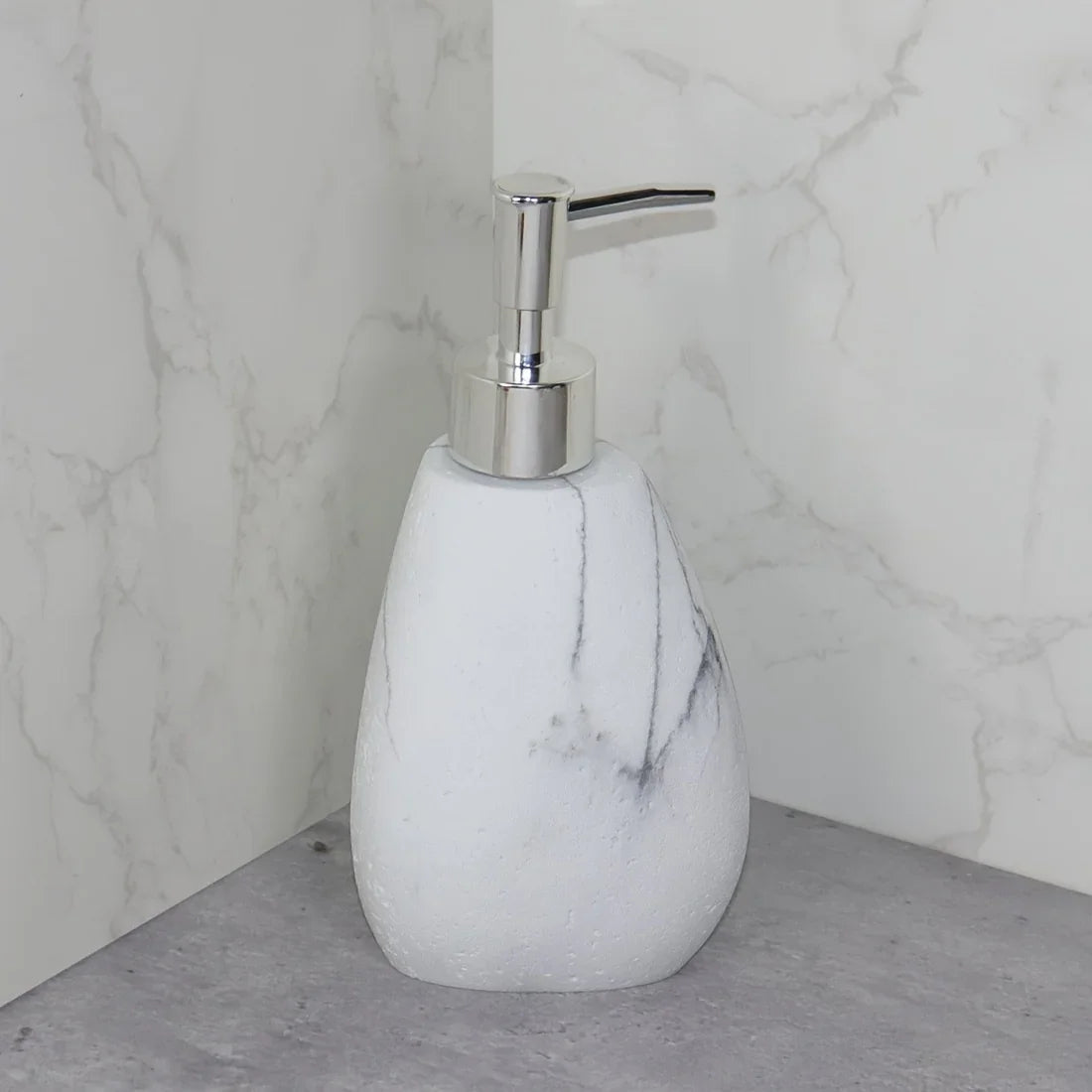 Elegant Marble Texture Resin Soap Dispenser, Manual Pump