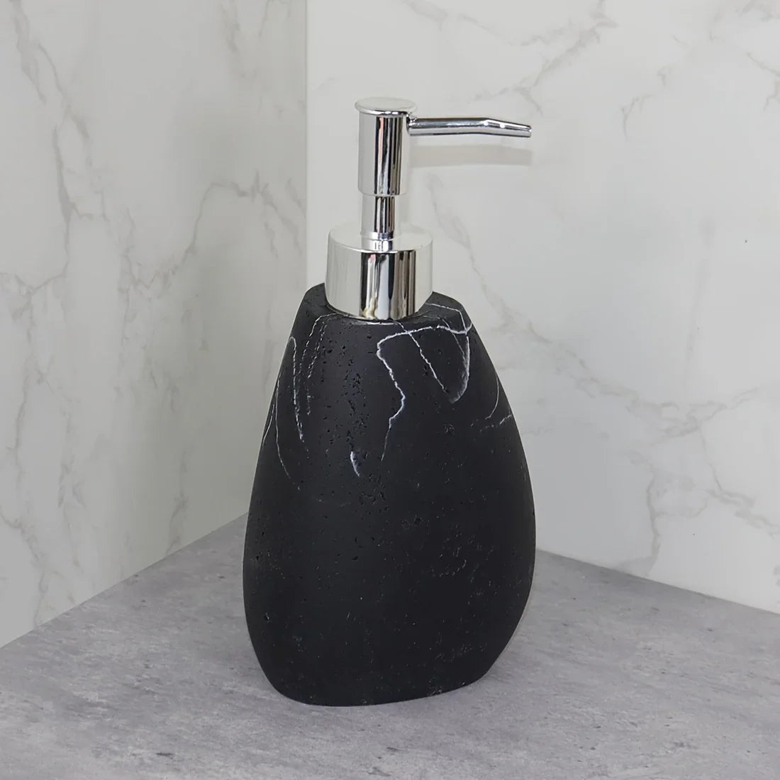 Elegant Marble Texture Resin Soap Dispenser, Manual Pump