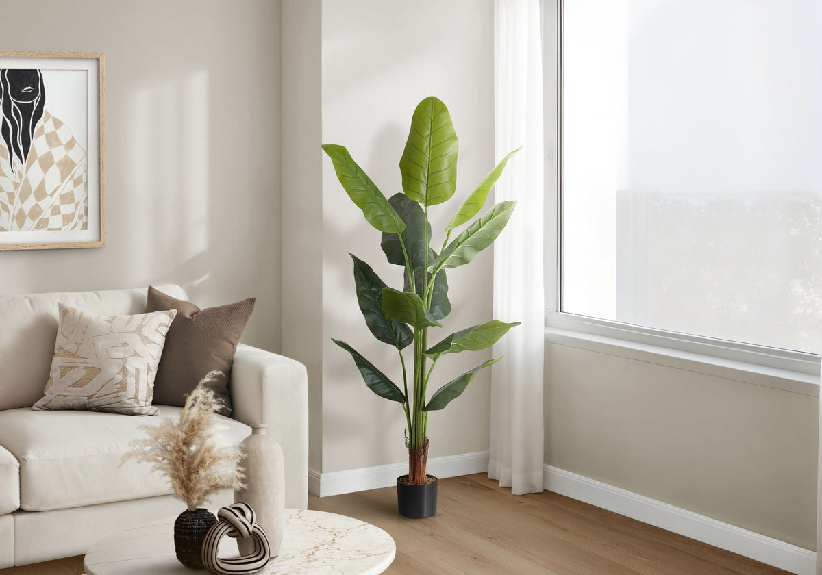 59" Tall, Artificial Plant, Strelitzia Tree, Indoor, Faux, Fake, Floor, Greenery, Potted, Real Touch