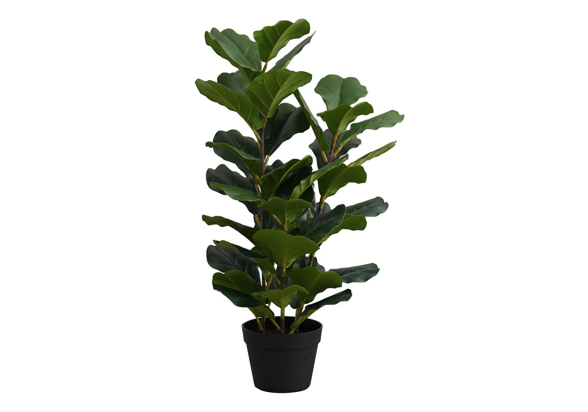 32" Tall, Artificial Plant, Fiddle Tree, Indoor, Faux, Floor, Potted, Real Touch- Green / Black