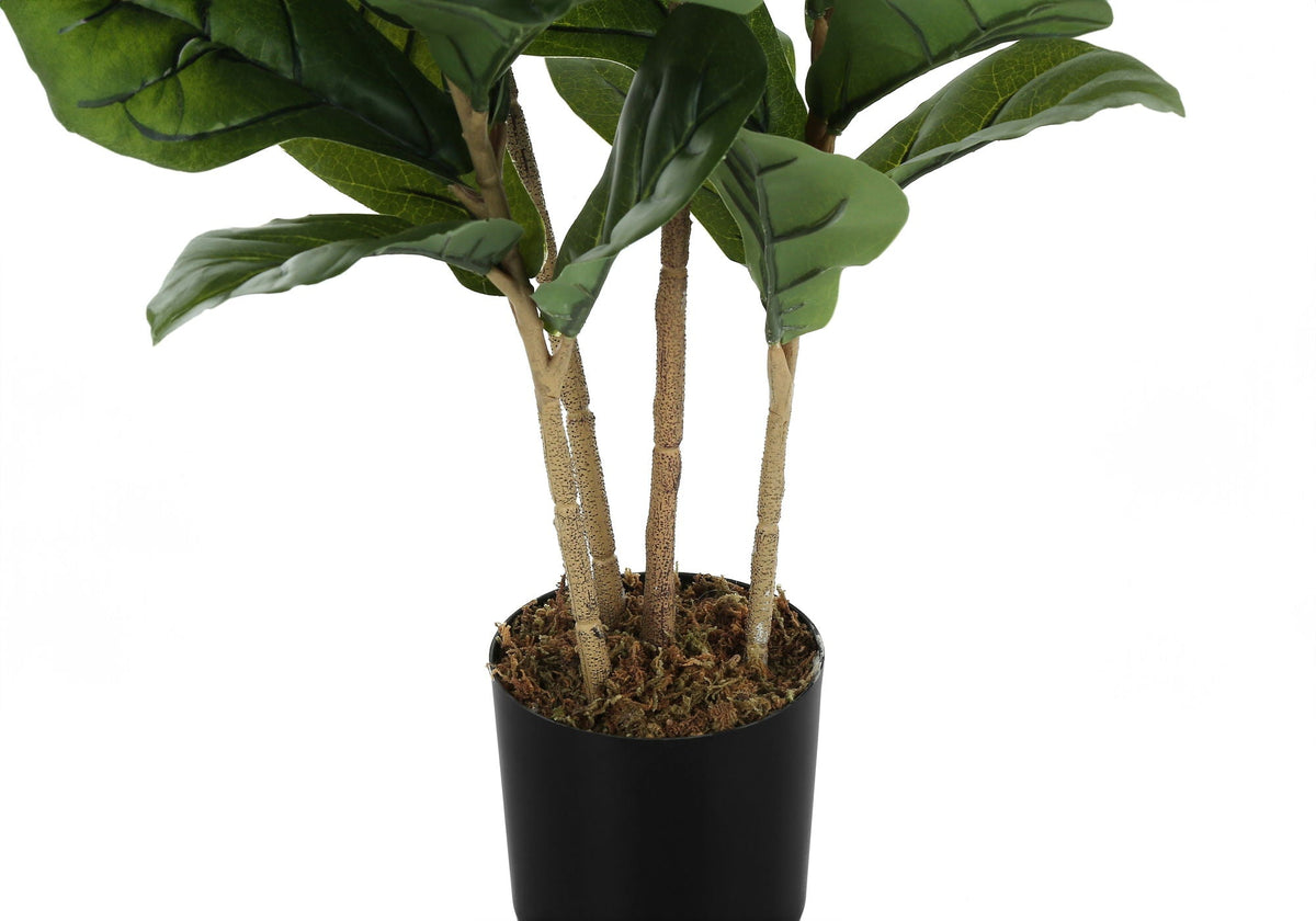 41" Tall, Artificial, Fiddle Tree, Indoor, Faux, Fake, Floor, Potted, Real Touch- Green / Black
