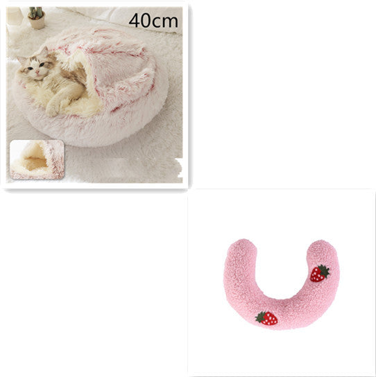 2 In 1 Dog And Cat Bed Pet Winter Bed Round Plush Warm Bed House Soft Long
