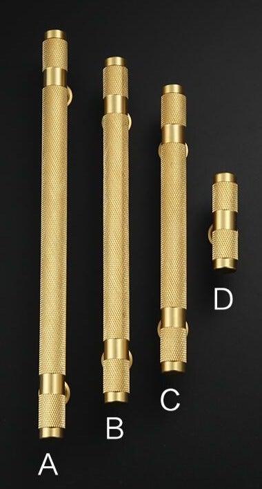 Golden Brass Knurled Textured Simple Kitchen Cabinet handle And Handles Drawer Pulls