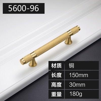 Golden Brass Knurled Textured Simple Kitchen Cabinet handle And Handles Drawer Pulls