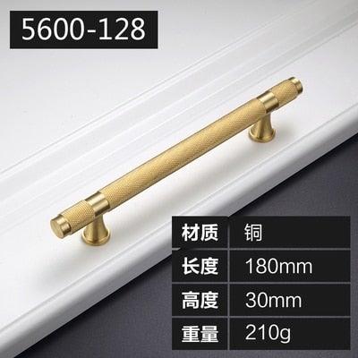 Golden Brass Knurled Textured Simple Kitchen Cabinet handle And Handles Drawer Pulls