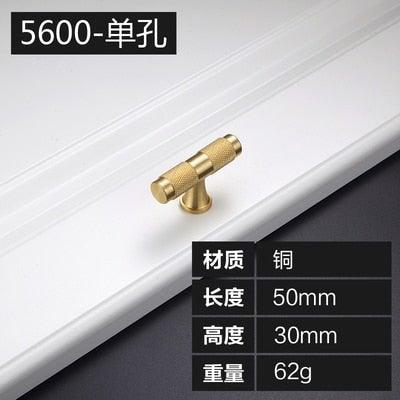 Golden Brass Knurled Textured Simple Kitchen Cabinet handle And Handles Drawer Pulls