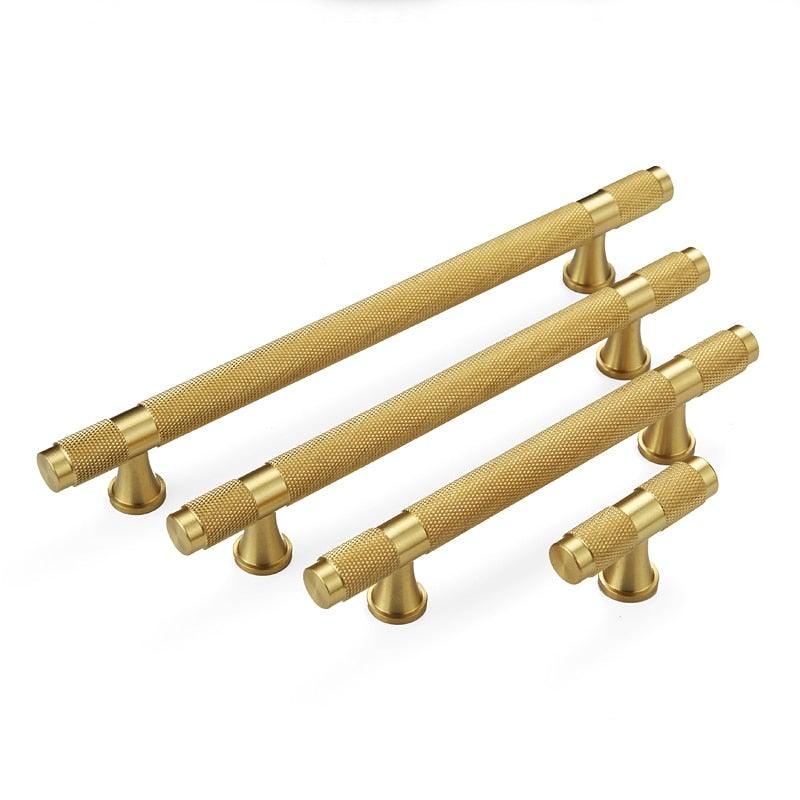 Golden Brass Knurled Textured Simple Kitchen Cabinet handle And Handles Drawer Pulls